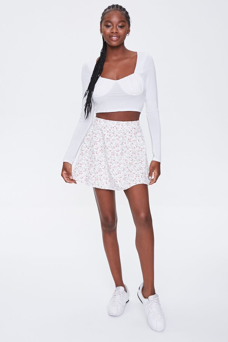 High Waisted Frilly Floral Mini Skirt | Gaelle – motelrocks.com